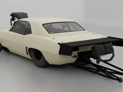 Camaro SS 1969 Drag Racing Car Low-poly 3D model