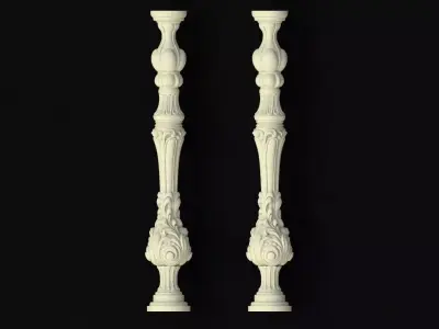 baluster two ornate pillars 3D model