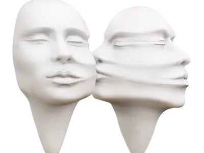 Bas-relief of a female male face-Kiss 3D model