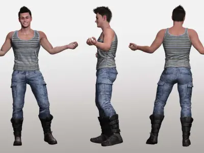 Realistic Male In Casual Outfit Survival - Sport Low-poly 3D model