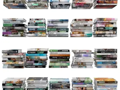 Books 150 pieces 1-5-1 Low-poly 3D model