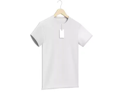 Crew Neck T-Shirt Hanging on Hanger For Men with Tag 3D model