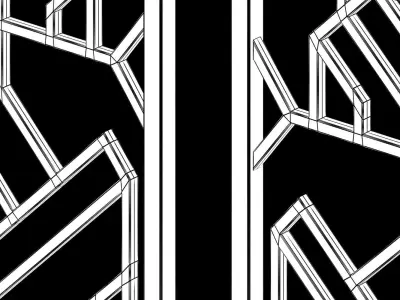 Decorative gold plaster partition screen with geometric pattern 3D model 3