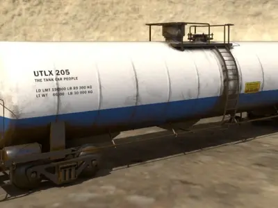 Railway Tank Car - Railroad - Train Tank Wagon Low-poly 3D model Low-poly 3D model