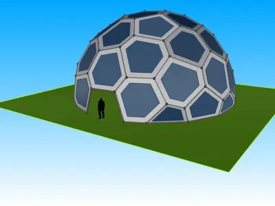 Large dome with frame and glass panels 3D model