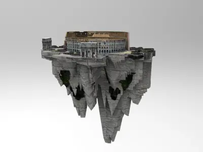 Flying island colosseum 3D model