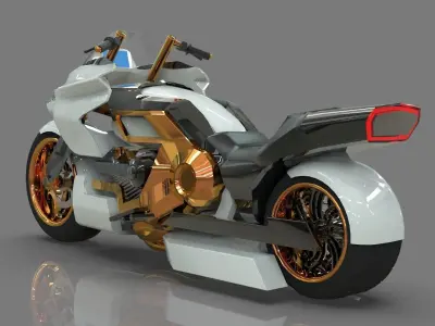 Conceptual motorcycle Low-poly 3D model