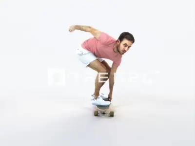 Flow 03H Riding a Skateboard Sports Man Low-poly 3D model