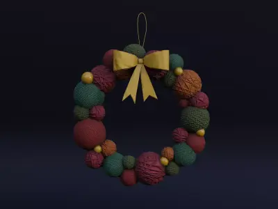 Christmas wreath Low-poly 3D model
