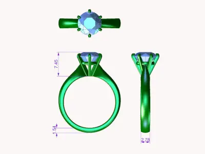 dmc-02 solitaire diamond engagement ring 3D print model