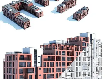 A set of buildings       3D print model