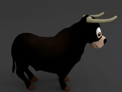 Bull Cartoon Low-poly 3D model