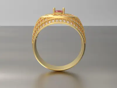 Men Diamond and oval Gem ring 3D print model