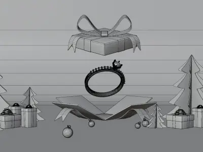 Christmas Product Advertising Display Podium 3D model