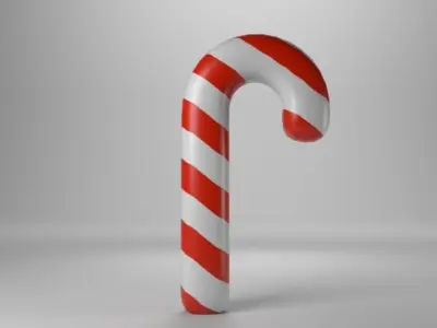 Low poly - Cute Candy Cane Free low-poly 3D model