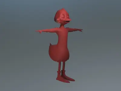 Duck Character Rigged and Morph Low-poly 3D model