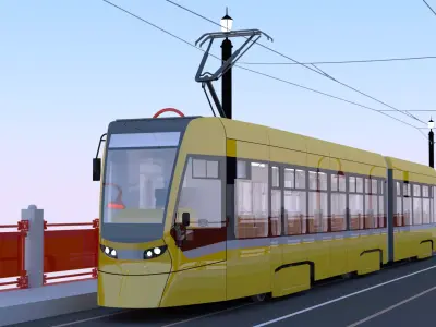 Bridge with Stadler tram 3D model