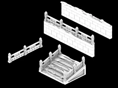 Game Kunlun Snow Mountain - Stairway Guardrail 03 3D model