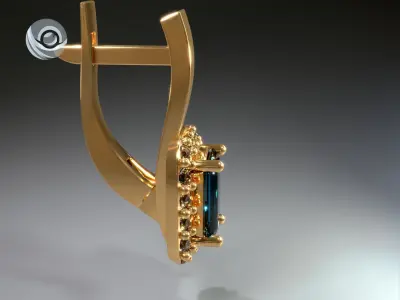 Earrings with Blue Topaz Free 3D print model