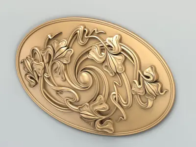 Round rosette 045 Art Nouveau 3D model