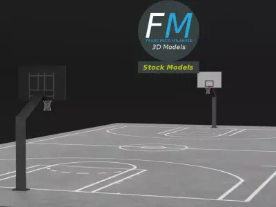 Outdoor basketball court 3D model