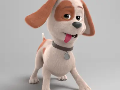 Ruby cartoon dog  Maya Rig  Low-poly 3D model
