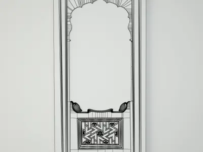 19th-C Carved Jharokha Mirror 3D model