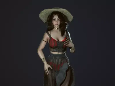 Summer Beach Girl - Game Ready  Low-poly 3D model