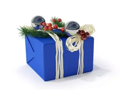 Gift   Blue Christmas Box 3D model