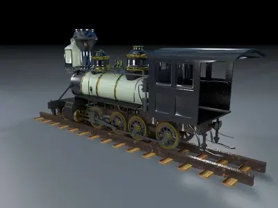 Old Steam Engine 3D model Low-poly 3D model