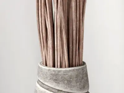 Vase concrete branch decor n7 3D model