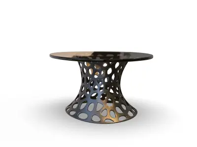 Metal and Glass Coffee table Voronoi Free 3D model