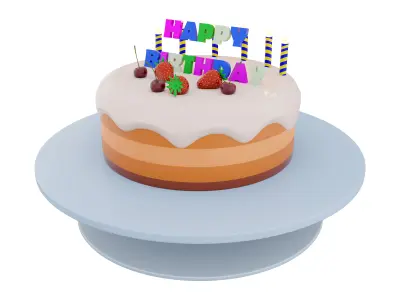 3d birthday cake icon 3D model