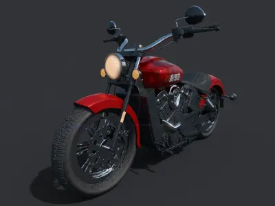 Realistic 3d Bike indian scout motorcycle Low-poly 3D model