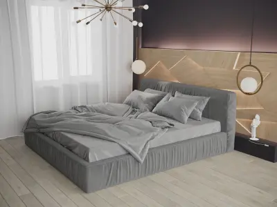 Bedroom modern with wood and accents 3D model