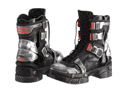 Cyberpunk Boots 4 colors Low-poly 3D model