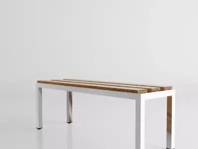 Wooden Locker Room Bench  Low-poly 3D model