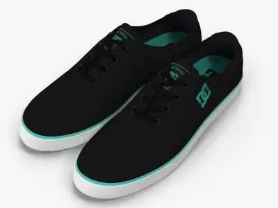 DC Shoes - Flash TX - Black-Turquoise Low-poly 3D model