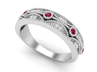 AV 583 Diamond Ladies Vintage Stackable Wedding Band 3D print model