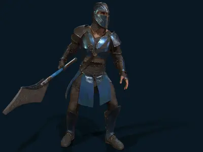 KnightHalberdier Low-poly 3D model