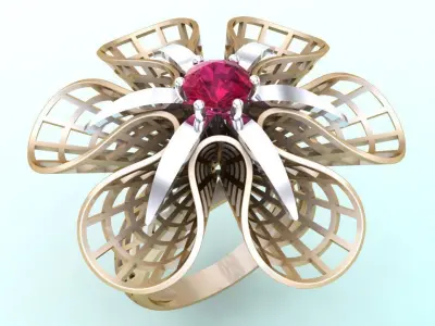  Mesh flower ring - Italian rings - Womens Rings - N6459 3D print model