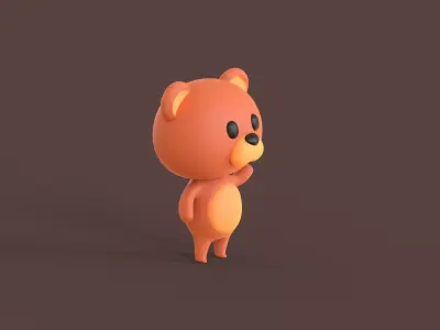 Little Funny Bear Animated Low-poly 3D model