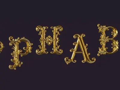 Double Sided BaroqueStyleUppercaseLetters01 3D model