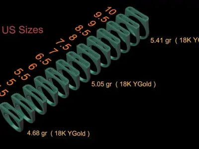 alphabet jewelry ring diamond letter D 3D print model