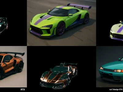 Sport Car bundle 5 pack 100 glb 3D model