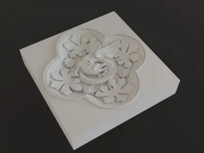 Decoration with framed dragon and leaves  3D model