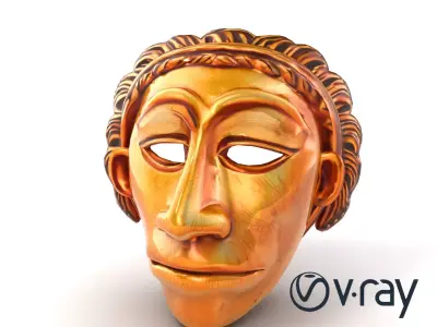 Ceremonial Mask Carved Texture model pack Low-poly 3D model