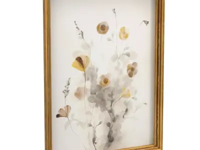 Poppies Watercolor Wall Art PBR 3D model