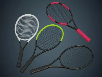 Tennis Racquet 1A Low-poly 3D model