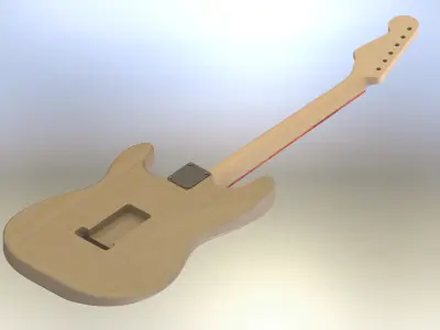 62-strat body and neck asm 3D model